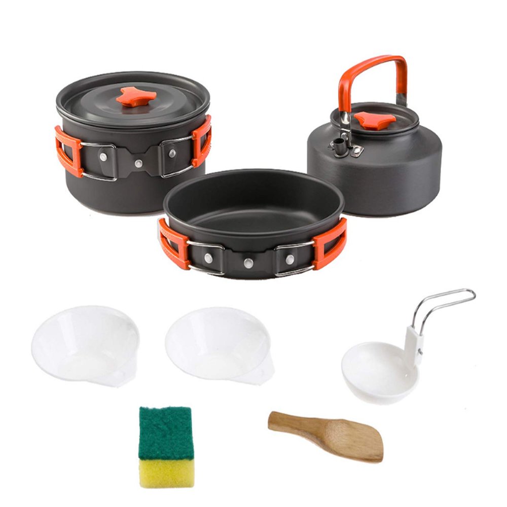 ITSHAND Portable Camping Cookware Set for 2-3 People Aluminum Folding Pot Set Outdoor Camp Kettle Portable for Hiking,Picnic,Travel etc