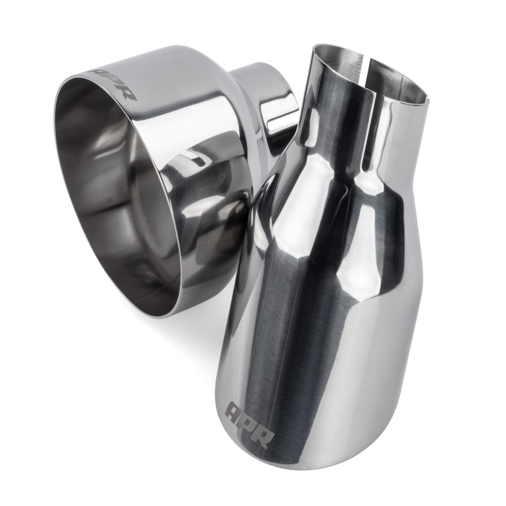 APR TPK0004 Single-Walled 4 in. Slash-Cut Tips Polished Silver - Set of 2