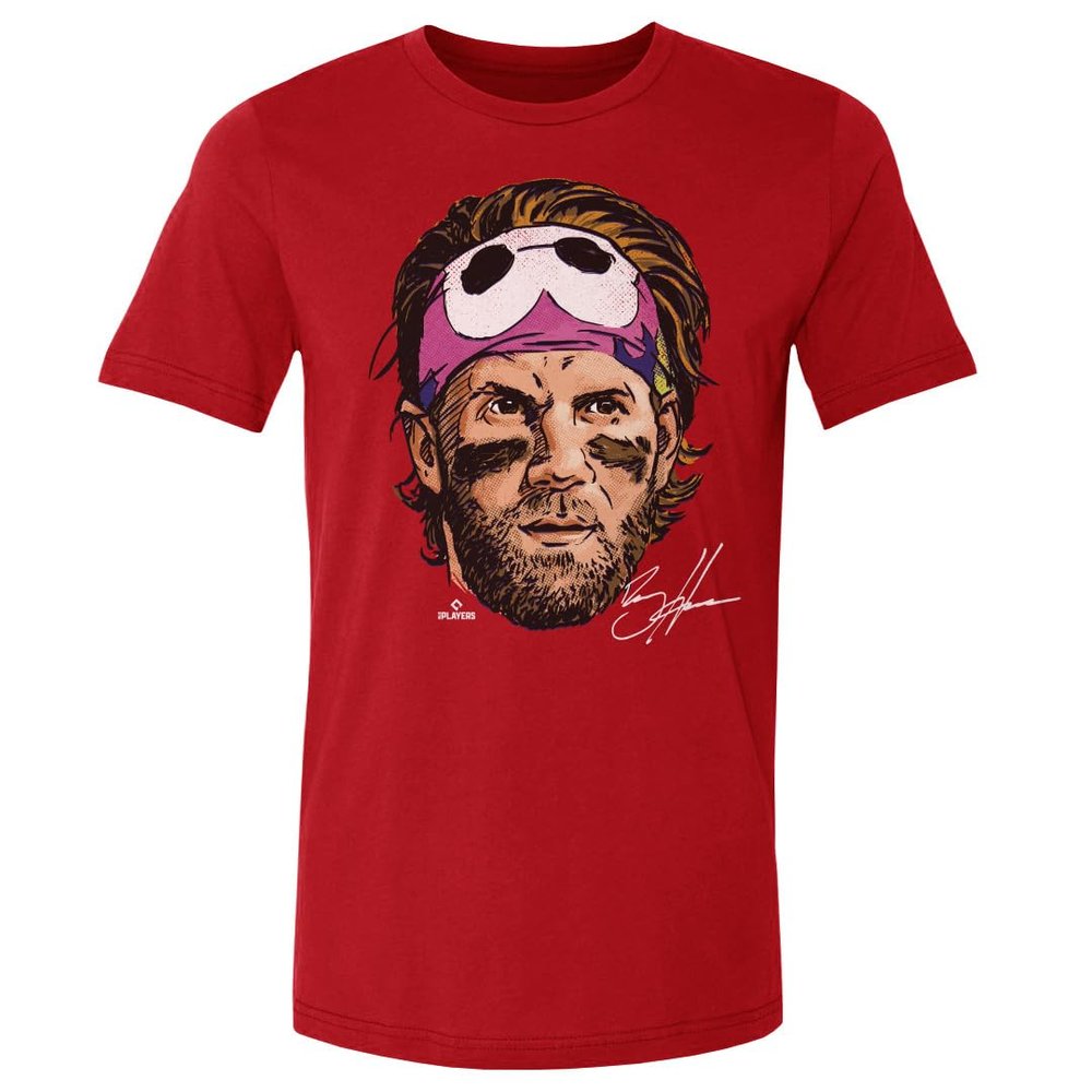 500 LEVEL Bryce Harper Shirt (Cotton, XX-Large, Red) - Bryce Harper Headband WHT