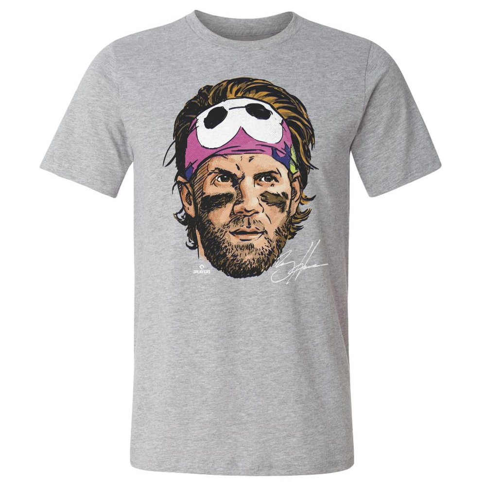 500 LEVEL Bryce Harper Shirt (Cotton, XX-Large, Heather Gray) - Bryce Harper Headband WHT