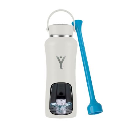DYLN Hydrogen Water Bottle | Create Hydrating Alkaline Hydrogen-Rich Water Up to 9 pH | Vacuum Insulated Stainless Steel Water Bottle | Keeps Water Cold for 24 Hours | 32 oz, Pearl