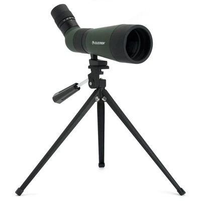 Celestron  LandScout 60mm Angled Spotting Scope  Fully Coated Optics  1236x Zoom Eyepiece  Rubber Armored  Tabletop Tripod and Smartphone Adapter