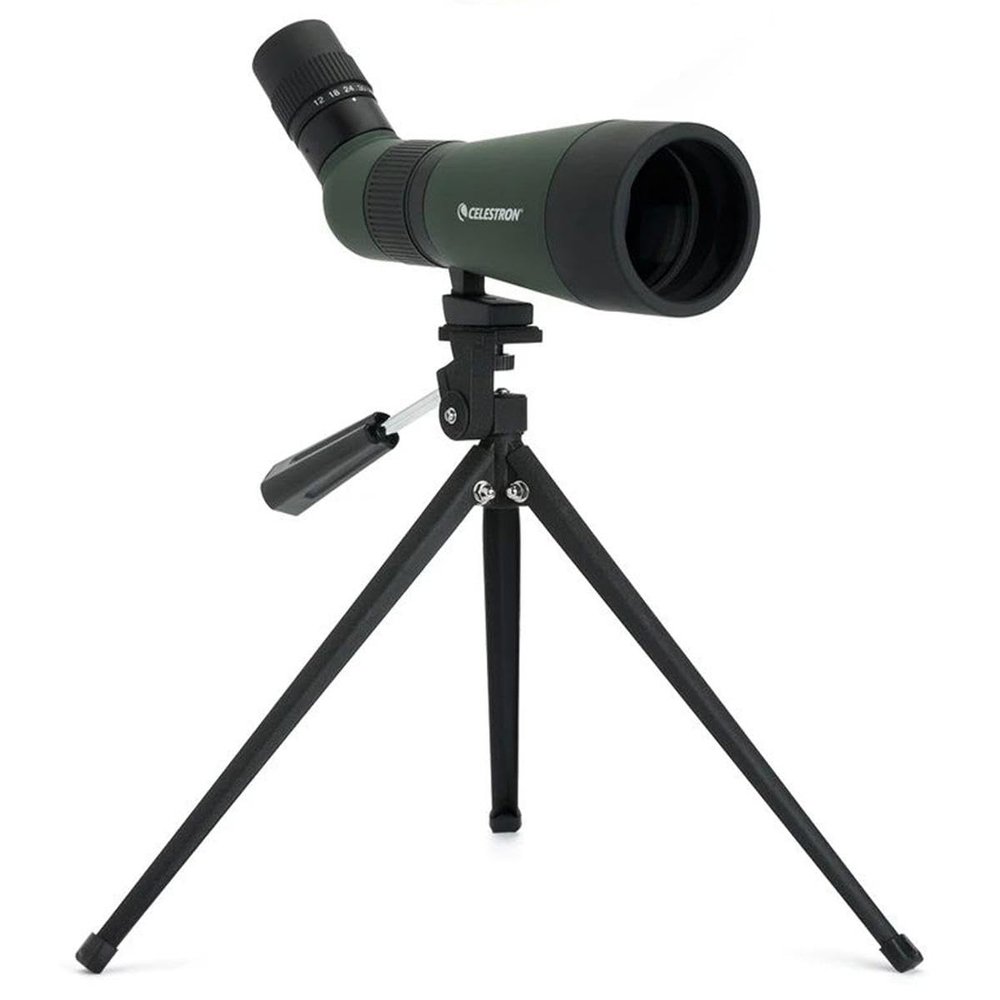 Celestron LandScout 60mm Angled Spotting Scope Fully Coated Optics 1236x Zoom Eyepiece Rubber Armored Tabletop Tripod and Smartphone Adapter