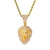 Moca Jewelry Iced Out Lion Head Pendant 18K Gold Plated Bling CZ Simulated Diamond Hip Hop Necklace for Men Women (Gold) view 1