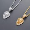 Moca Jewelry Iced Out Lion Head Pendant 18K Gold Plated Bling CZ Simulated Diamond Hip Hop Necklace for Men Women (Gold) view 3