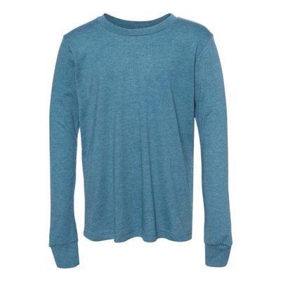 Bella + Canvas Youth Jersey Long-Sleeve T-Shirt S HEATHR DEEP TEAL