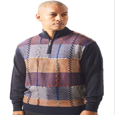 Stacy Adams Men's Sweater, GEO Square Design (Medium, Navy)