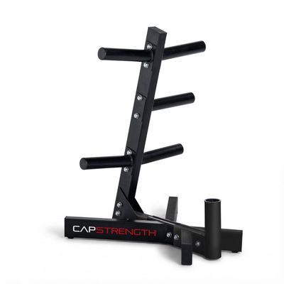 CAP Barbell Olympic Plate Tree Storage Rack for Weights and Bar, Black