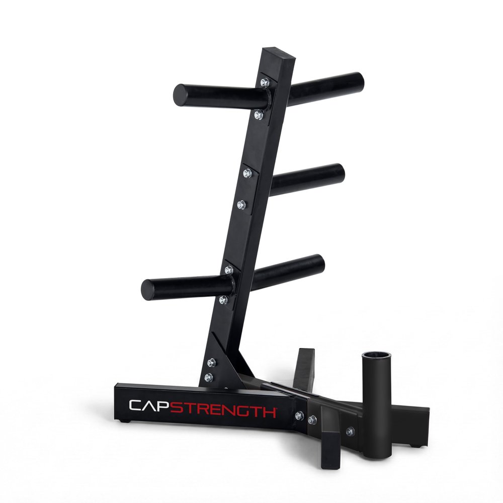 CAP Barbell Olympic Plate Tree Storage Rack for Weights and Bar, Black