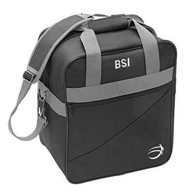 BSI Solar Bowling Carry Bag That Holds One Bowling Ball and has Interior Shoe Pockets That Hold Up to Size 13 Shoes- Charcoal