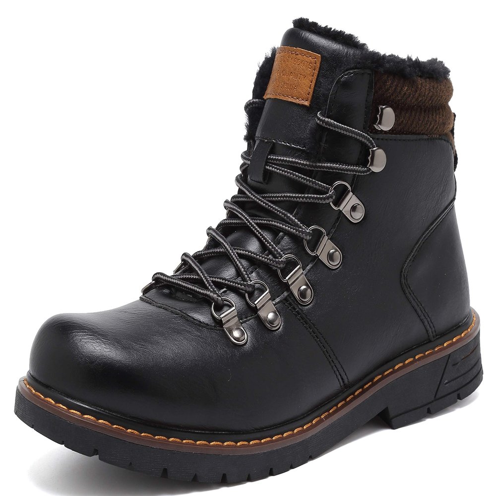 EYUSHIJIA Men's Waterproof Snow Boots Hiking Boot (10, Black-B-Fur Lining)