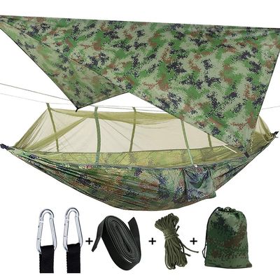 Camping Hammock 2 Person Hammocks with Net, Tent, Tree Straps Heavy Duty Waterproof Lightweight Nylon Portable Hammock for Hiking Outdoor Travel Beach Survival Backyard