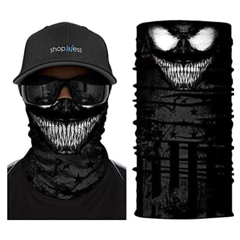 ShopINess Multifunctional Neck Gaiter Bandana | Unisex Neck Warmer, Balaclava & Face Mask for Sports, Motorcycle, Cycling, Running, Skiing, Snowboard, Festival & Halloween (Crit Attack)