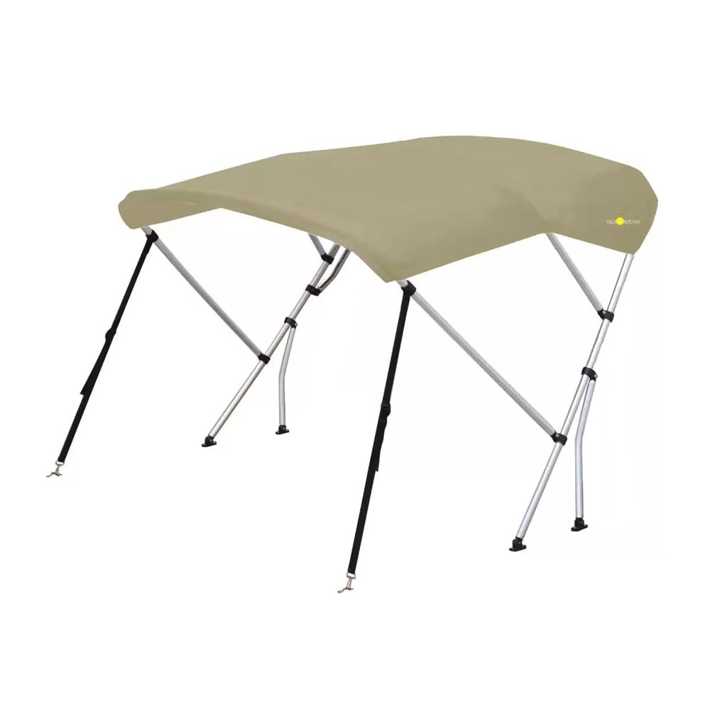 Oceansouth Breakwater Sportz Bimini Top  4ft with Rear Support Poles, Waterproof Includes Storage Boot (Sand, 51"-59") Fishing Bows Sun Shade Boat Waterproof Cover Boot Storage Bow Pole Covers Beach