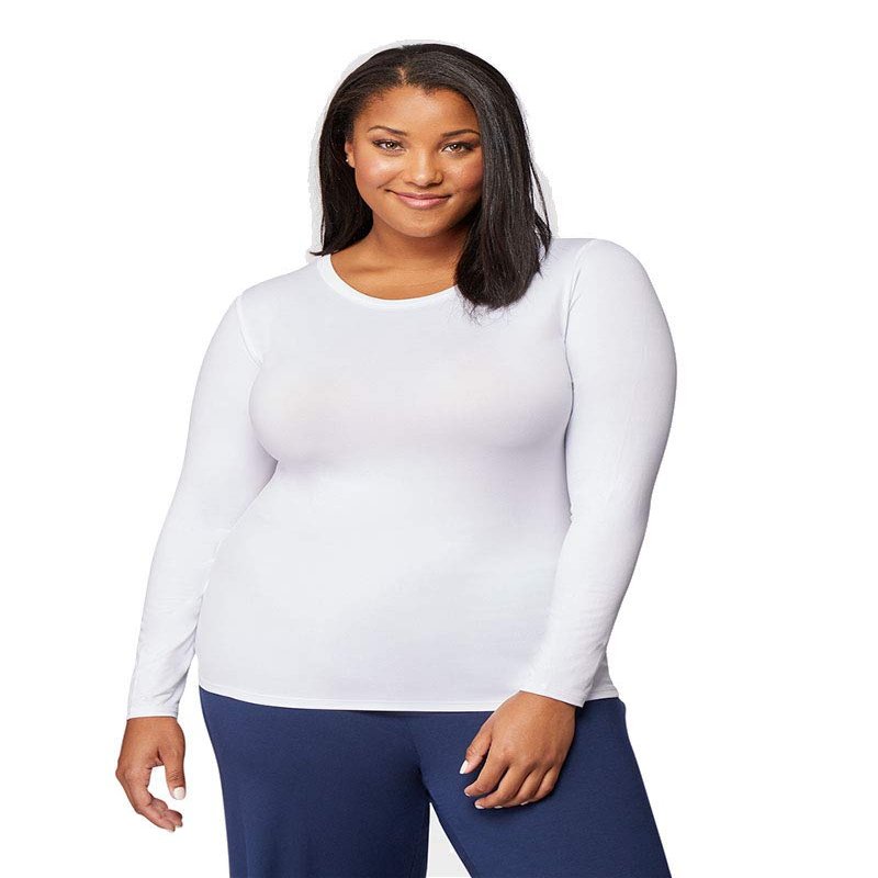 Womens Lightweight Baselayer Crew Top, White, Size Medium