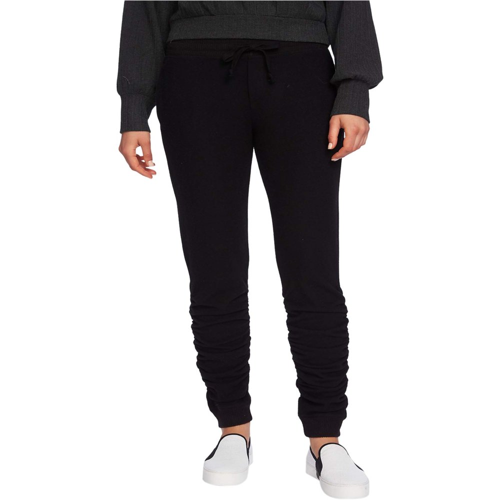 1.STATE Womens Ruched Leg Casual Jogger Pants, Black, X-Small