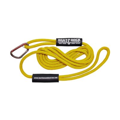 Boat Throw Rope- Double Braided Nylon Rope, Stitched Loops and Floats by Boat Lines and Dock Ties (Yellow Hook and Loop, 15 feet)
