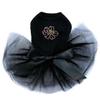 Pink & Yellow Pearl Flower - Bling Rhinestone Dog Tutu Dress, XXS Black view 1