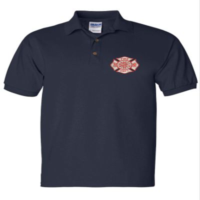 ALLNTRENDS Men's Polo T Shirt Fire Department Embroidered Firefighter Top USA Gift (XL, Navy Blue)