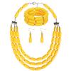 Fodattm Multi Layer Handmade Bead Strand Cluster with Necklace Bracelet and Earrings Set for Women Lady Acrylic Beads Statement Strand Necklaces (Yellow) view 1
