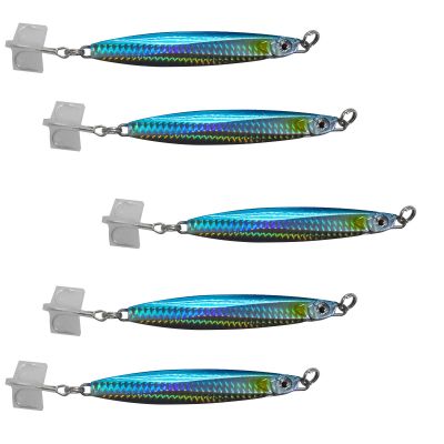 5pcs 5.25oz Colt Sniper jigs 150g coltsniper jig with a 3561D-DT MUSTAD 3X Strong Forge High Carbon Steel Treble Hook - Blue Silver