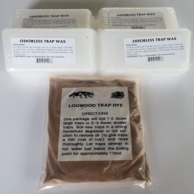 H2 Tackle & Outdoors Trap Dye and Wax Bundle, 4 lb White Wax, 1 lb Logwood Dye