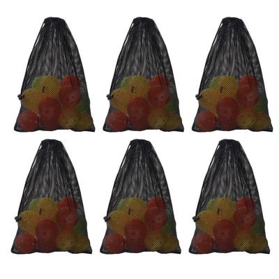GSE Games & Sports Expert 18"x12" Black Mesh Drawstring Bag for Baseballs, Softballs, Tennis, Pickleball Balls, Golf Balls. Mesh Sports Equipment Bag with Lock for Gym, Swim Gear, Laundry & Toys