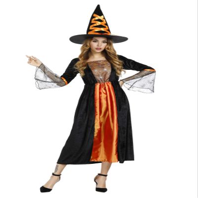 Grebrafan Witch Costume for Women Halloween Dresses Gothic (X-Large, Orange)