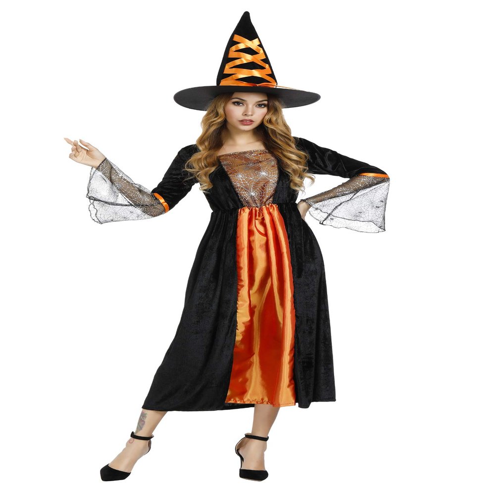 Grebrafan Witch Costume for Women Halloween Dresses Gothic (X-Large, Orange)