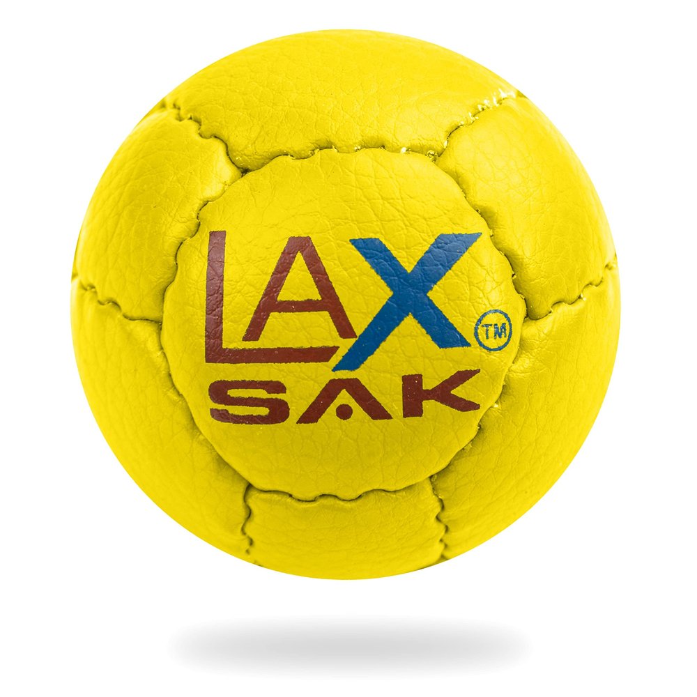 Lax Sak Soft Practice Lacrosse Balls - Same Weight & Size as a Regulation Lacrosse Balls, Great for Indoor & Outdoor Practices, Less Bounce & Minimal Rebounds - Yellow, 6 Pack