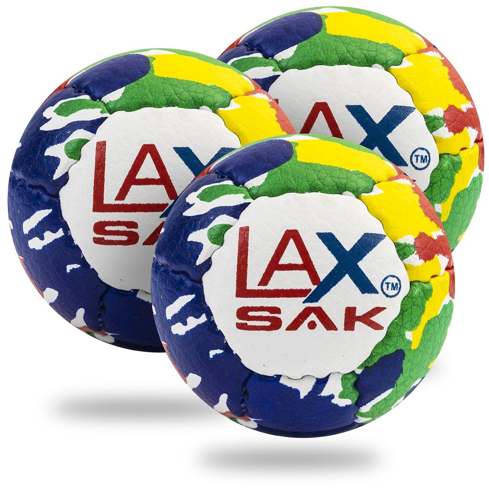 Lax Sak Soft Practice Lacrosse Balls - Same Weight & Size as a Regulation Lacrosse Balls, Great for Indoor & Outdoor Practices, Less Bounce & Minimal Rebounds - Psychedelic, 3 Pack