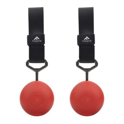 FITactic 3.5 Inches Rock Climbing Solid Training Cannonball Bomb Power Pull Up Ball Hold Grips for Straps for Finger, Forearm, Biceps, Back Muscles, Sports, Race (2 Balls, Red 3.5")