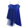 Moily Big Girls Sequins One Shoulder Lyrical Dance Irregular Dress Wrap Mesh Gymnastics Leotard Blue 6 view 4