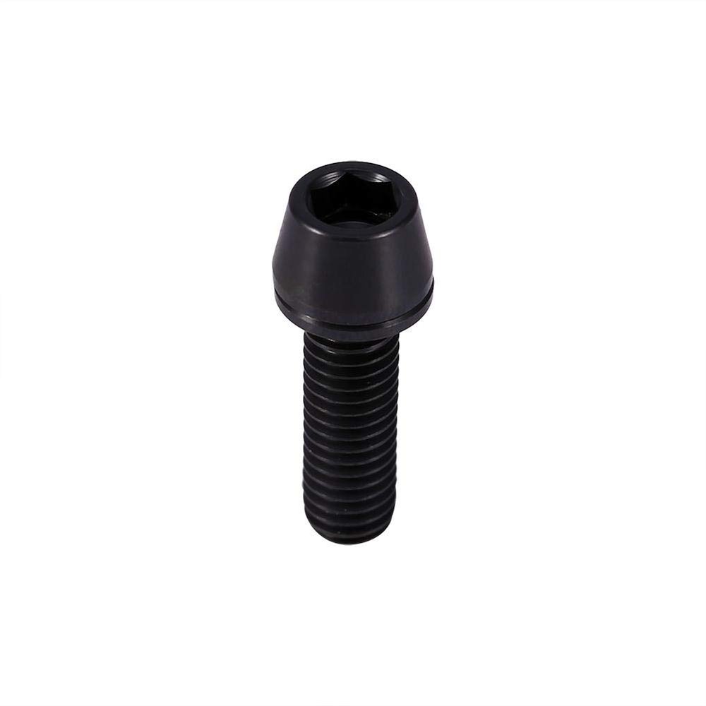 Titanium Bolt with Washer,Titanium Alloy Bicycle Titanium Tapered Head Bolt Screw with Washer for Mountain Bike (Black)
