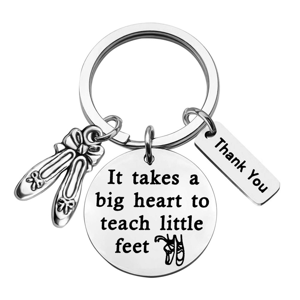 CENWA Dance Teacher Gift Dance Teacher Appreciation Gift It Takes A Big Heart To Teach Little Feet Keychain Ballet Gifts(Teach little feet K)