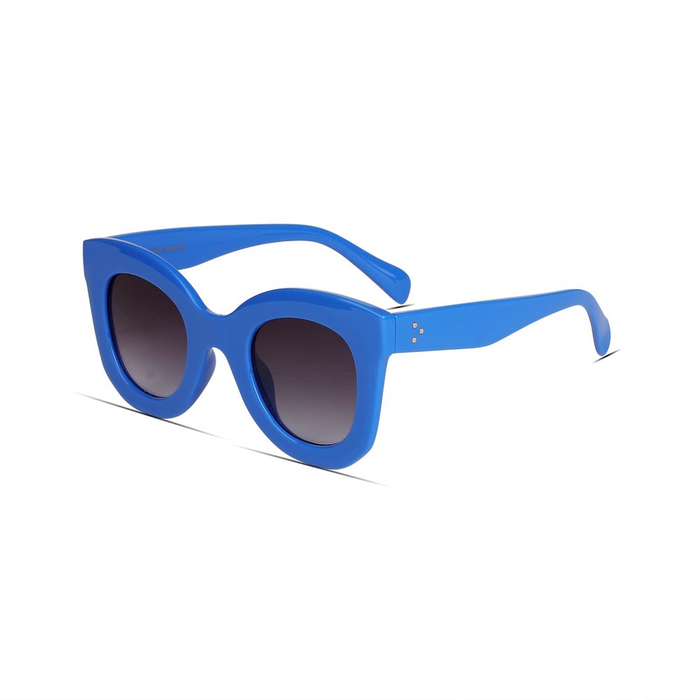 Freckles Mark Thick Fashion Butterfly Sunglasses for Women Trendy Round Cat Eye Sun Glasses (Blue, 45)