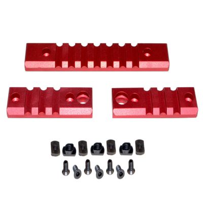 Sniper Grunt 3-Piece Picatinny Rail Section Kit for M-LOK Mounting, Red Anodized, (2) 3 Slot Section and (1) 7 Slot Section, M-lok to Picatinny Rail Adapter