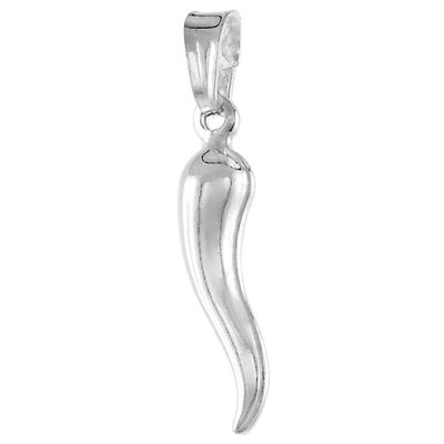 19mm Tiny Sterling Silver Italian Horn Necklace for Women 3/4 inch, 20 inch BX_15