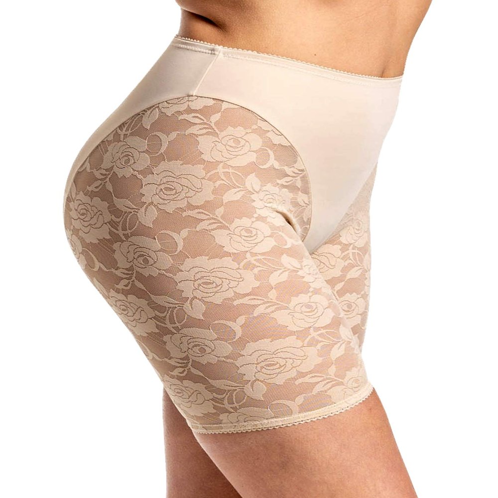 Bandelettes ALLURE Anti-Chafing Lace Panty Shorts - Prevent Thigh Chafing Semi-Compression Shorts for Inner-thigh Rubbing - Breathable & Comfortable - Women's Underwear & Lingerie (Beige,S)