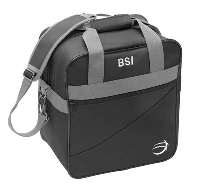 BSI Solar Bowling Carry Bag that Holds One Bowling Ball and has Interior Shoe Pockets that Hold Up to Size 13 Shoes- Black
