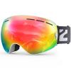 ZIONOR X Ski Snowboard Snow Goggles OTG Design for Men Women Adult with Spherical Detachable Lens UV Protection Anti-fog (VLT 21% White Frame Revo Red Lens) view 1