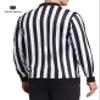 FitsT4 Sports Men's Official Black & White Stripe Referee Shirt Zipper Collared Long Sleeve Umpire Jersey Costume Pro Ref Uniform for Soccer Basketball Football Cosplay view 2