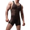 YOOBNG Mens Mesh See Through Bodysuit Jumpsuit Leotard One Piece Boxer Briefs Underwear Net Design Stretch Elastic Suit view 3