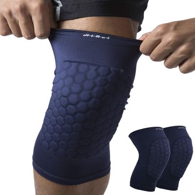 HiRui Knee Pads for Kids Youth Adult, Basketball Baseball Knee Brace Knee Support, Collision Avoidance Kneepad Compression Knee Sleeve for Volleyball Football Cycling Running-1Pair (Navy Blue, L)