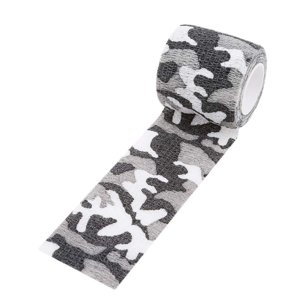 Flybloom Tactical Camouflage Stretch Bandage Outdoor Hunting War Shoot Band Gun Accessories Bicycle Decoration (Black White Camouflage)