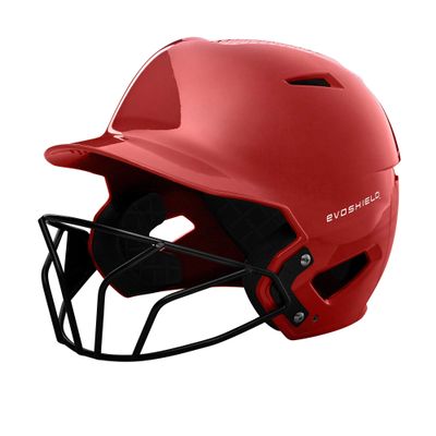 EvoShield XVT Luxe Fitted Batting Helmet with Softball Facemask - Scarlet, Large