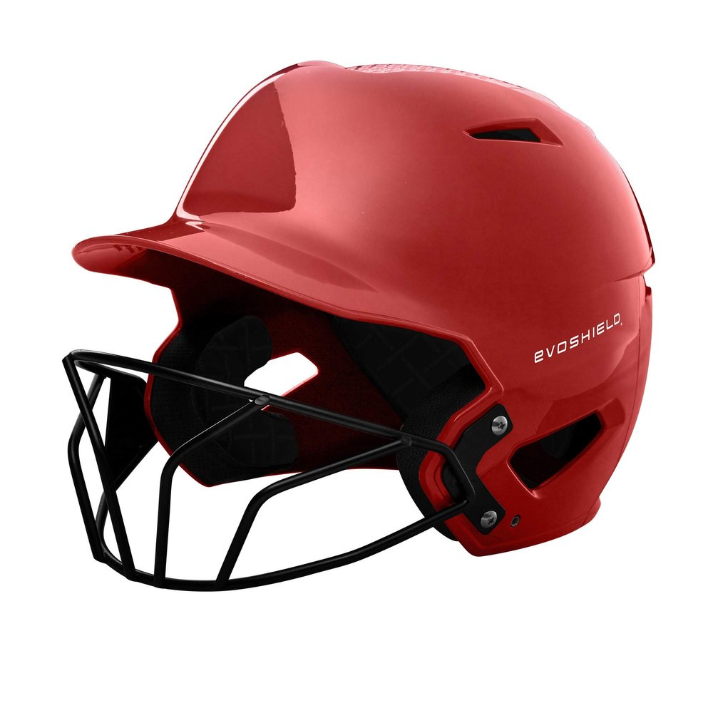 EvoShield XVT Luxe Fitted Batting Helmet with Softball Facemask - Scarlet, Large
