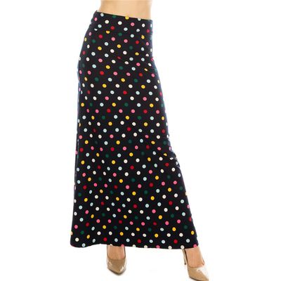 Eevee Women's Beautiful Fold Over Maxi Skirt (ONE Size) - Fun Polka Dots