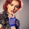 YgneeDom 80s Fishnet Gloves for Women and Girls in Theme Party Costume Accessories (Royal Blue) view 4