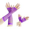 YgneeDom 80s Fishnet Gloves for Women and Girls in Theme Party Costume Accessories (Purple) view 1